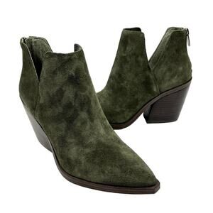 NEW Vince Camuto Gigietta Green Suede Leather Pointed Toe Booties Ankle Boots